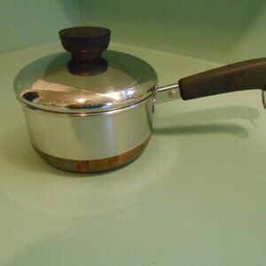 1801 Revere Ware Stainless 3/4 Qt Copper Bottom Sauce Pan w/Lid Clinton IL USA